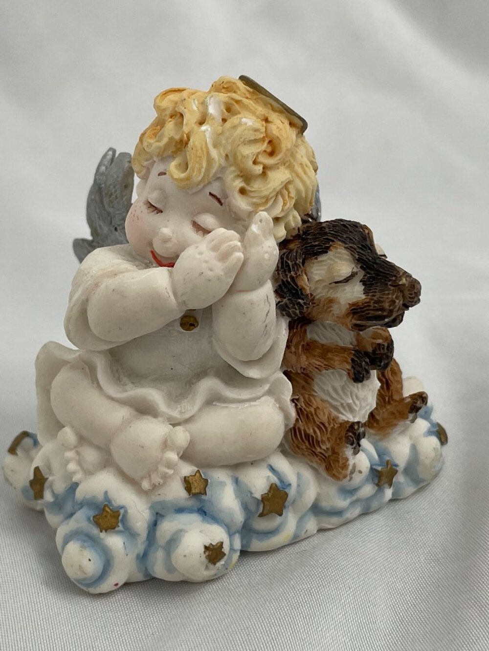 Vintage RARE 1996 Heavenly Angels Angel and Dog Angel Ceramic Figurine